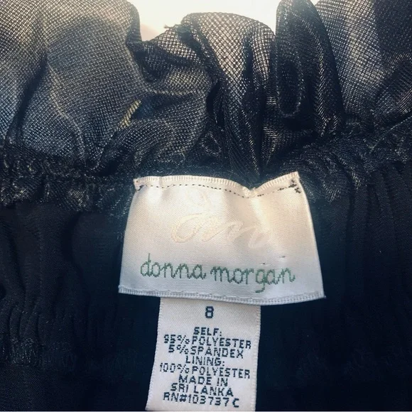 Donna Morgan 8 LBD Special occasion, ruffled neck line off the shoulder Black - Picture 8 of 9